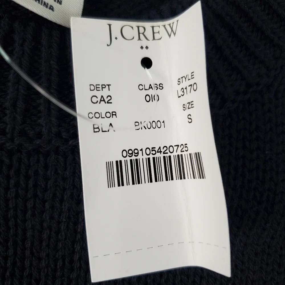 J. Crew Black Scalloped Hem Sweater Size Small NWT